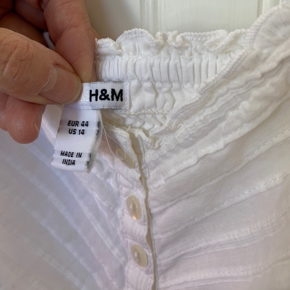 H&M White Strapless Button-Front Sundress with Waist Tie - Picture 4 of 7